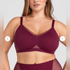 Honeylove Crossover Wireless Bra Sz 2X Burgundy Nylon/ Spandex